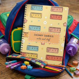 Geel liniaal terug naar school notitieboek patroon