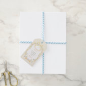Geel lint bloem strepen Verjaardag Cadeaulabel (Met Touw)