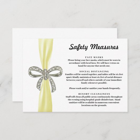 Geel lint diamant boog veiligheidsmaatregelen informatiekaartje (Voorkant / Achterkant)