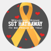 Geel lint: donker ronde sticker (Voorkant)