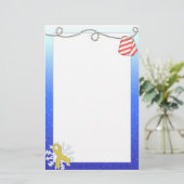 Geel lint en gestreept doosje briefpapier (Staand voorkant)