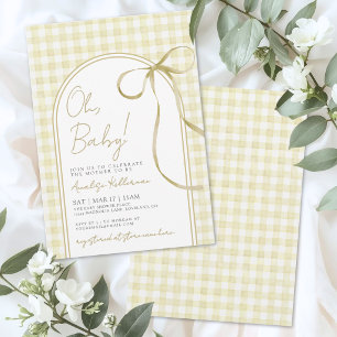 Geel lint gingham babyshower kaart