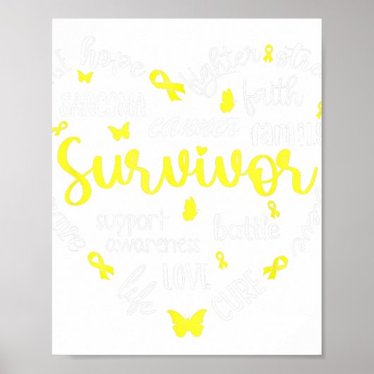 Geel lint Hart Sarcoom Kanker Bewustzijn Warri Poster (Voorkant)