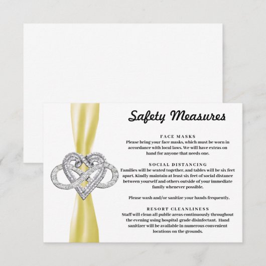 Geel lint Infinity Heart Safety Measures Informatiekaartje (Voorkant / Achterkant)