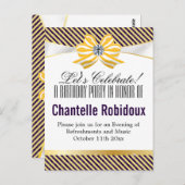 Geel lint met variatie in Damaspatroon Briefkaart (Voorkant / Achterkant)