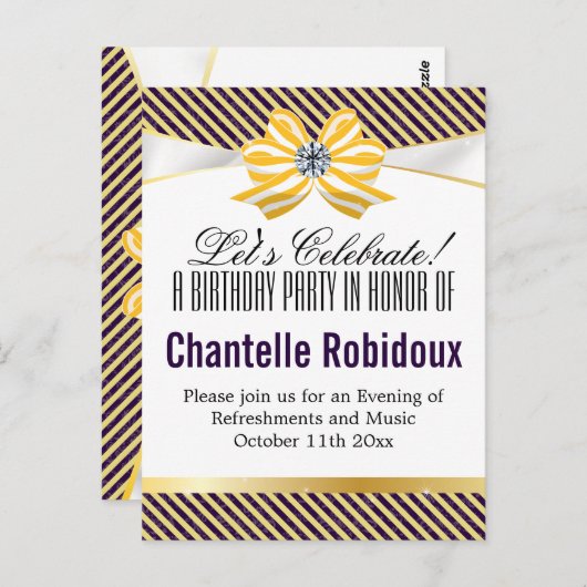 Geel lint met variatie in Damaspatroon Briefkaart (Voorkant / Achterkant)