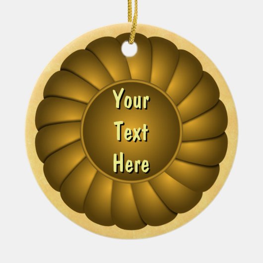 Geel lint Rosette om aan Personaliseren te persona Keramisch Ornament (Voorkant)