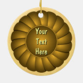 Geel lint Rosette om aan Personaliseren te persona Keramisch Ornament (Achterkant)