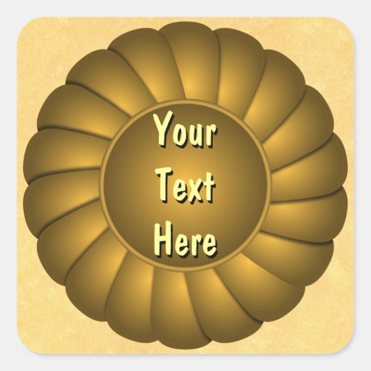 Geel lint Rosette om aan Personaliseren te persona Vierkante Sticker (Voorkant)