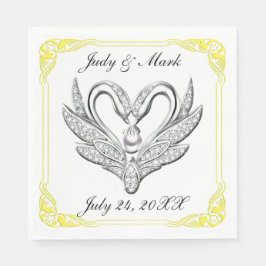 Geel lint Silver Swans Paper Napkins Servetten