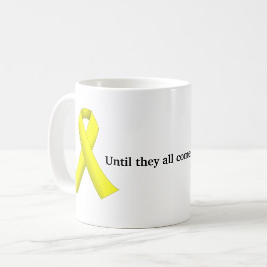 Geel lint (totdat ze allemaal thuiskomen) Mok (Voorkant links)