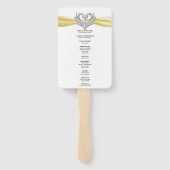 Geel lint zilveren zwaan bruiloft programma fans handwaaier (Achterkant)