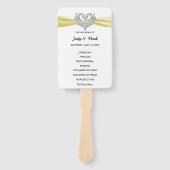 Geel lint zilveren zwaan bruiloft programma fans handwaaier (Voorkant)