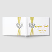 Geel lintje Silver Swans Wedding Guestbook Gastenboek (Volledig)