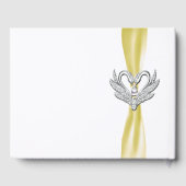 Geel lintje Silver Swans Wedding Guestbook Gastenboek (Achterkant)