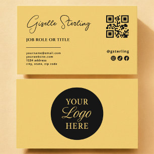 Geel Logo QR Code Minimalistisch Professioneel Visitekaartje
