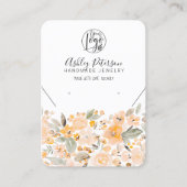 Geel logo sierjuwelen, met geelbloem, ketting visitekaartje (Voorkant)