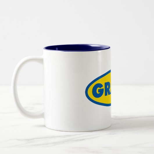 Geel Logo voor grindfietsen Tweekleurige Koffiemok (Links)