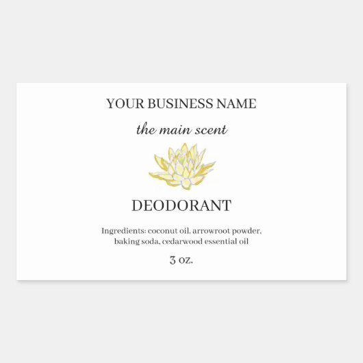 Geel lotus deodorant sticker label (Voorkant)