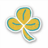 Geel Lucky Clover Shamrock St. Patrick's Day Sticker (Voorkant)