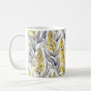 Geel Lupin Flowers Waterverf Floral Design Koffiemok
