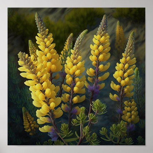 Geel Lupine Flower Art Print Poster (Voorkant)
