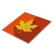 Geel maanblad op Sinaasappel Tegeltje (Zijkant)