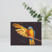 Geel Macaw Parrot Magnet Briefkaart (Staand voorkant)