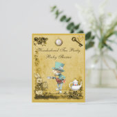 Geel Mad Hatter Wonderland Tea Party Baby shower Kaart (Staand voorkant)