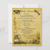 Geel Mad Hatter Wonderland Tea Party Baby shower Kaart (Achterkant)