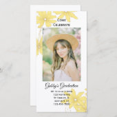 Geel Madeliefje Afstudeerfeest Uitnodiging Foto Ka (Voorkant / Achterkant)