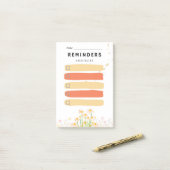 Geel madeliefje sticky note HERINNERINGEN Aankruis (Op bureau)