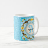 Geel Madeliefjes Monogram mok (Voorkant rechts)