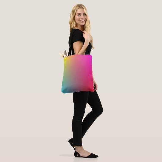 Geel, magenta, blauw en rood verloop tote bag (Op model)
