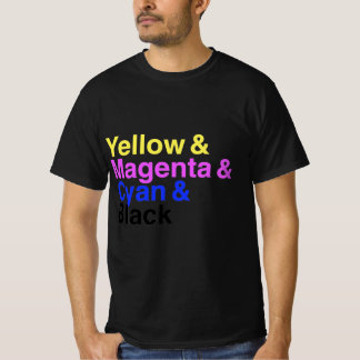 Geel & Magenta & Cyaan & Zwart T-shirt