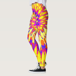 Geel, Magenta en Oranje Spiraal Tie Dye Leggings
