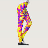 Geel, magenta en Oranje spiraalkleurstof Leggings (Rechts)