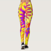 Geel, magenta en Oranje spiraalkleurstof Leggings (Achterkant)