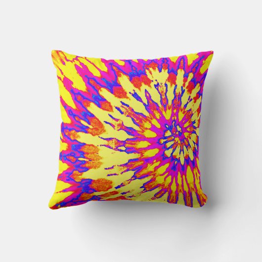 Geel, magenta en Oranje spiraalkleurstof Pillow Kussen (Achterkant)