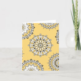 Geel Mandala 2 gevouwen Wenskaart Kaart