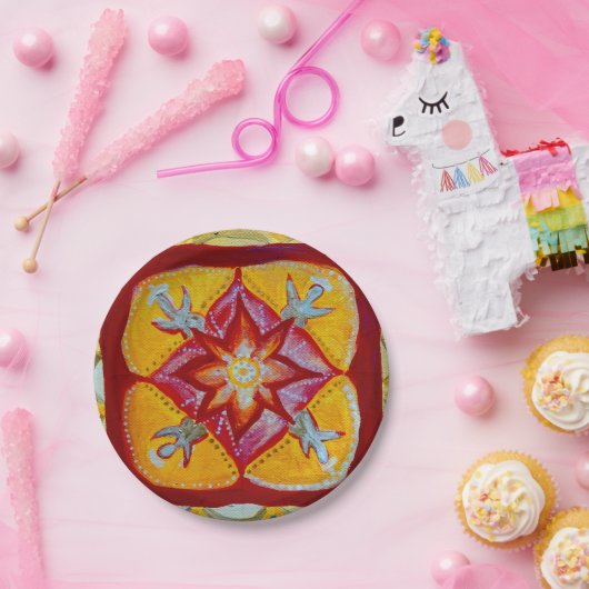 Geel Mandala Custom Paper Borden 7 in Papieren Bordje (Feest)