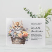 Geel Mandje met Bloemen Vrouw Verjaardag  Kaart (Staand voorkant)