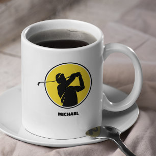 Geel Mannen golfsilhouet Koffiemok