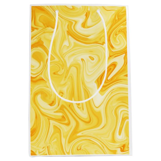 Geel Marbelized Verf Art Modern Chanoeka Medium Cadeauzakje (Voorkant)