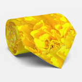 Geel Marigold Bloemen Naadloos Patroon Stropdas (Opgerold)