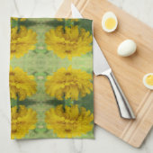 Geel Marigold Floral Kitchen Towels Theedoek (Quarter Fold)