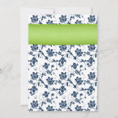 Geel, marine, Green Damask Wedding Invitation Kaart (Achterkant)