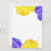 Geel marineblauw bloemig Roos Elegante bruiloft Kaart (Achterkant)