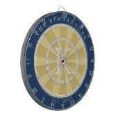 Geel Marineblauw Familie Monogram Dartbord (Voorkant Links)