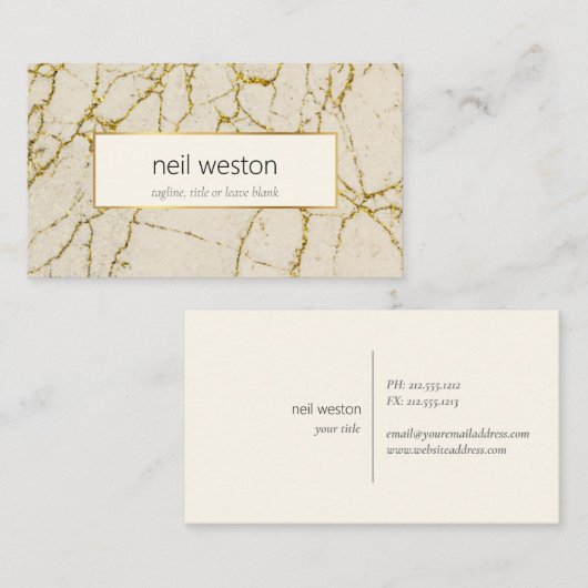 geel marmer met gouden visitekaartje (Voorkant / Achterkant)